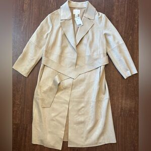 H&M Women’s Faux Suede Coat Long XS Beige